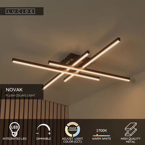 Lucide NOVAK - Flush ceiling light - LED Dim. - CCT - 1x42W 2700K/4000K - Black - USP